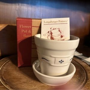 Longaberger flower pot w/ base and box
